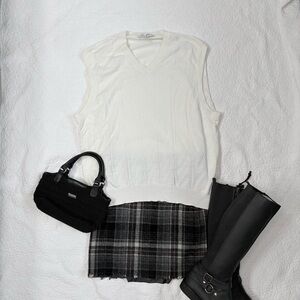 Sweater Vest White Cotton | Cypress Links | Size L